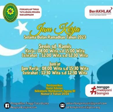 Jam Kerja Selama Bulan Ramadhan Tahun 2023